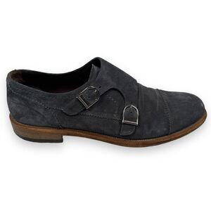 Ermenegildo‎ Zegna Shoes Men's US 9 Navy Blue Suede Monk Strap Loafer Cap Toe